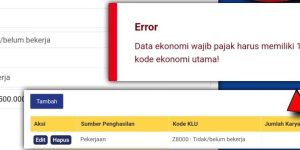 Data ekonomi wajib pajak harus memiliki 1 kode ekonomi utama